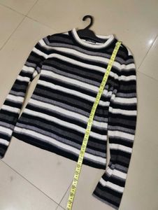 Striped Knit Pullover Sweater