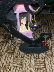 Red Beaded Dangle Earrings