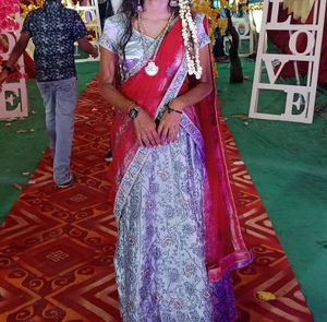 Red ♥️ &amp; Grey Colour Lehenga