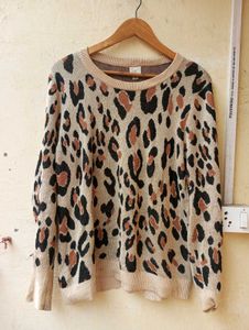 Leopard Print Sweater Pullover (Women)