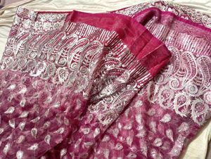 Pink Designer Heavy Work Saree (Women)