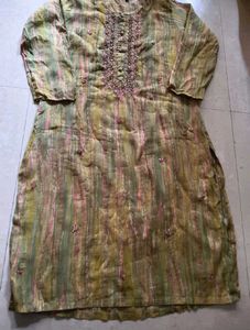 Embroidered Olive Green Kurta