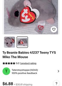 Ty Beanie Babies 41237 Teeny TYS Miko The Mouse