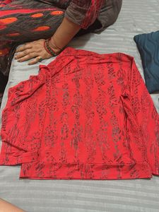 Red Print Long Sleeve Top