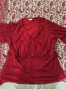 Red V-Neck Top