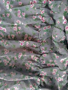 Sea Green Puff Sleeves Floral Dress