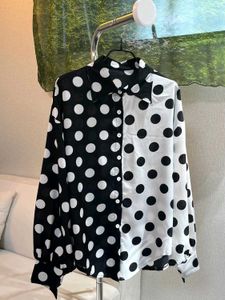 Polka Dot Two-Tone Blouse