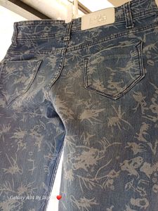 Printed Slim Fit Dark Blue Jeans👖