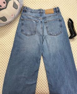 H&amp;M Ripped Wide Leg Denim Jeans