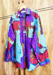 Funky Patterned Button-Up Shirt Size-44