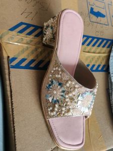 Embroidered Pink Slides