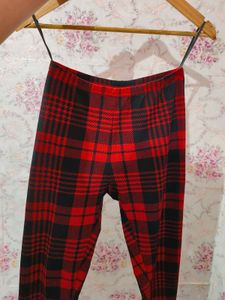 Shein Red And Black Checks Leggings