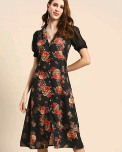 Floral Button-Front Midi Dress