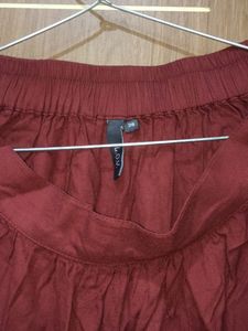 Maroon Tiered Ethnic Skirt