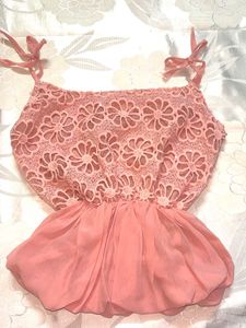 Peach Flower Cutout Peplum Top