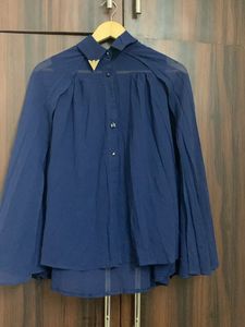 Navy Blue Cape Blouse