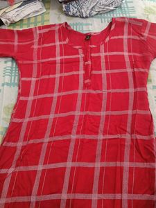 Red Checked Kurti