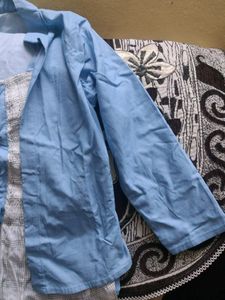 Cute Blue Lace-Up Blouse