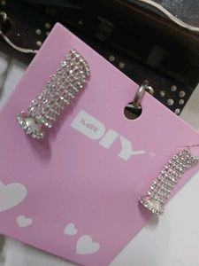 Silver A D Stone Earrings