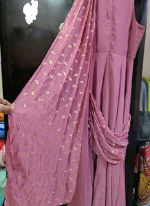 Gown with purse, eyelashes 😍😍🔥saree gowwn