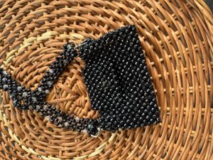 Black Beaded Shoulder Bag