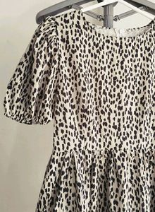 Korean Printed Puff Sleeve Dress