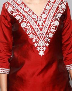 Elegant Maroon Embroidered Kurti