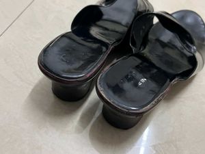 Black Patent Leather Slides