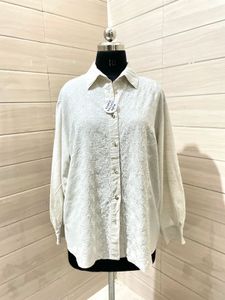 Oversized Embroidered Linen Shirt  Top