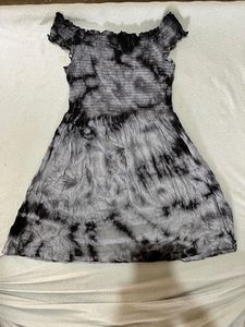 Grey And Black Short Dress
