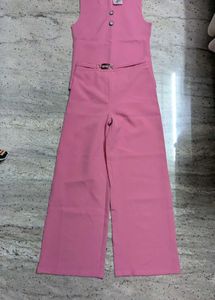 Girls&#39; Pink Pant ,Top with Striped Jacket