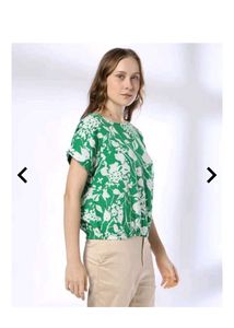 Green Floral Print Top