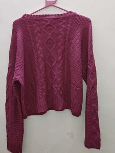 Sanctuary Magenta Cable Knit Sweater Brand New