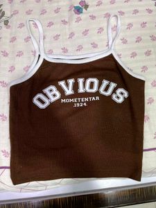Brown 'Obvious' Graphic Tank Top