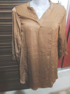 Brown Long Sleeve Tunic Top