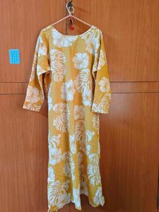 Floral Print Mustard Kurta