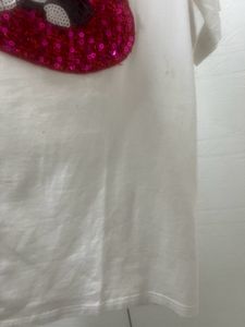 White Tshirt With Red Shiny On