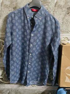 Blue Polka Dot Long Sleeve Shirt