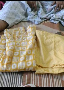 Yellow Printed Kurta Set