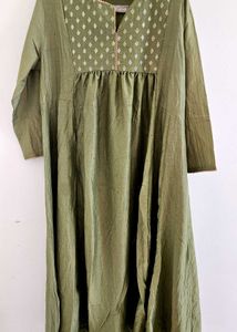 Olive Green Embellished Kurta