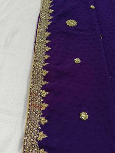 Elegant Purple Embroidered Saree