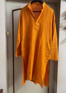 Orange Men Cotton Kurta