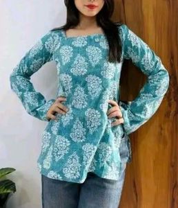 Teal Floral Tunic Top