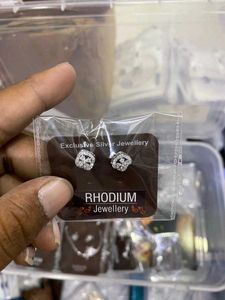 Rhodium Silver Earrings