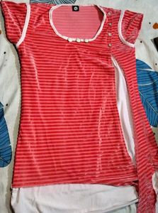 Striped Orangish Velvet Top