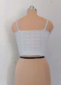 White Knit Cami with Bow Detail