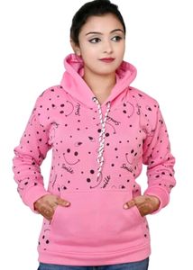 Pink Smile Print Hoodie