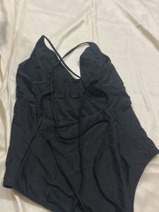 Black Swimsuit - Strappy Back Detail