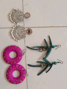 3 Pairs Of Earrings And A Nose Ring Like Noth.