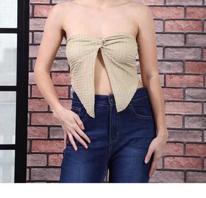Trendy Beige Tube Top